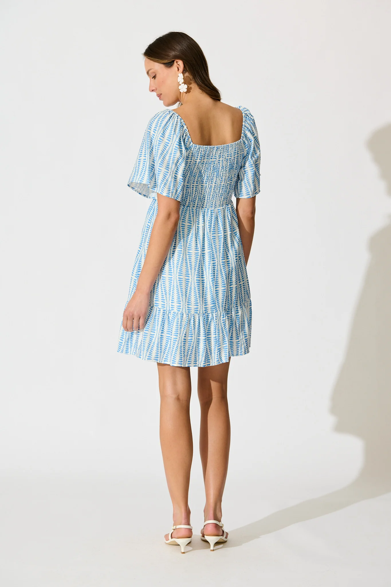 Wilda Dress in Blue and White Print - Image 4