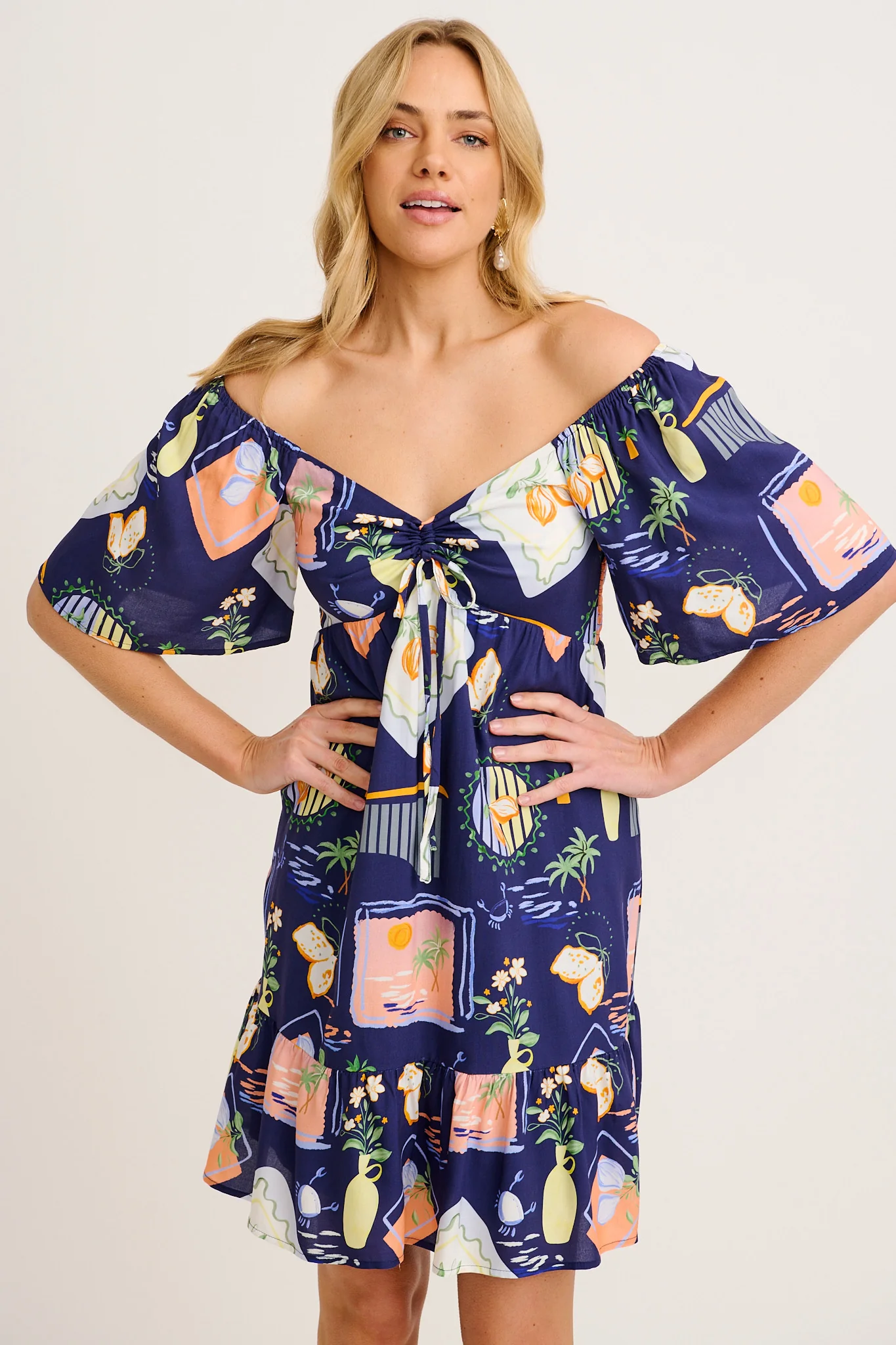 Wilda Dress in Navy Multi Print - Image 3