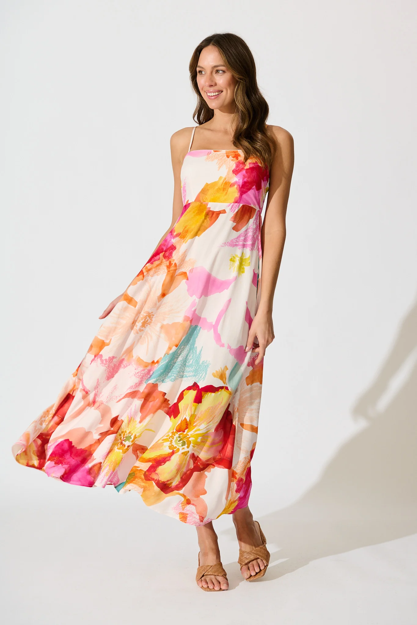 Willa Maxi Sundress in Blush and Multi Floral
