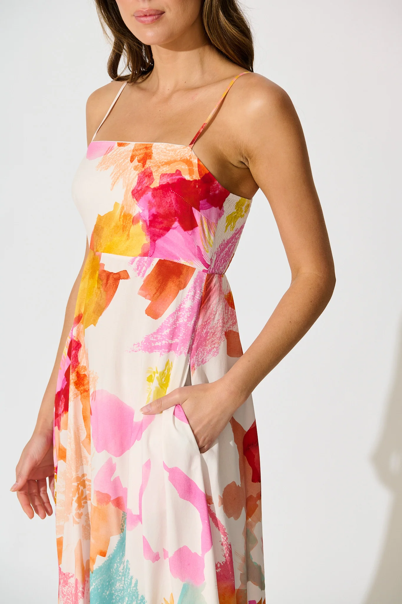 Willa Maxi Sundress in Blush and Multi Floral - Image 5