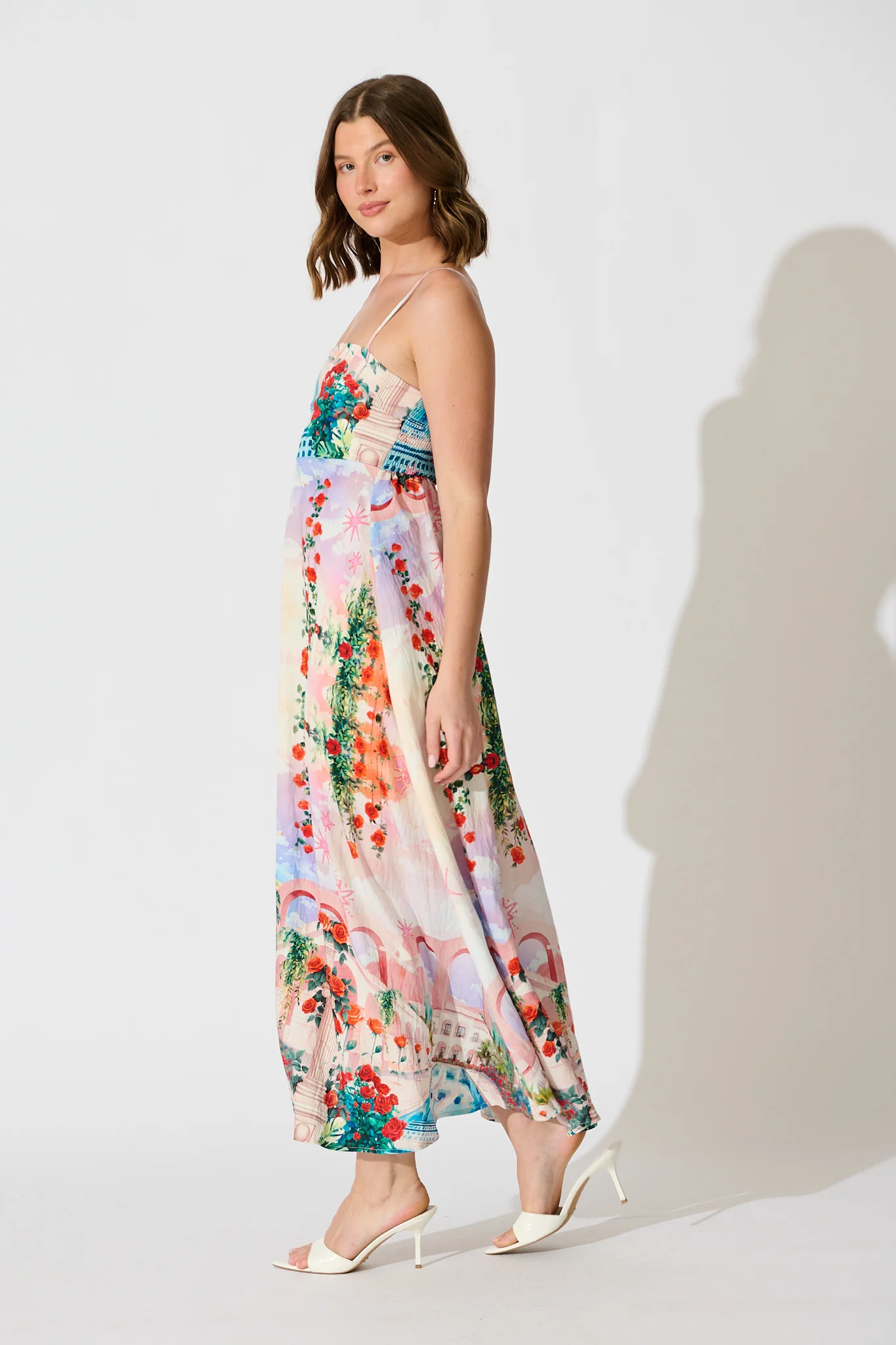 Willa Maxi Sundress in Red Rose Conversational Print - Image 3