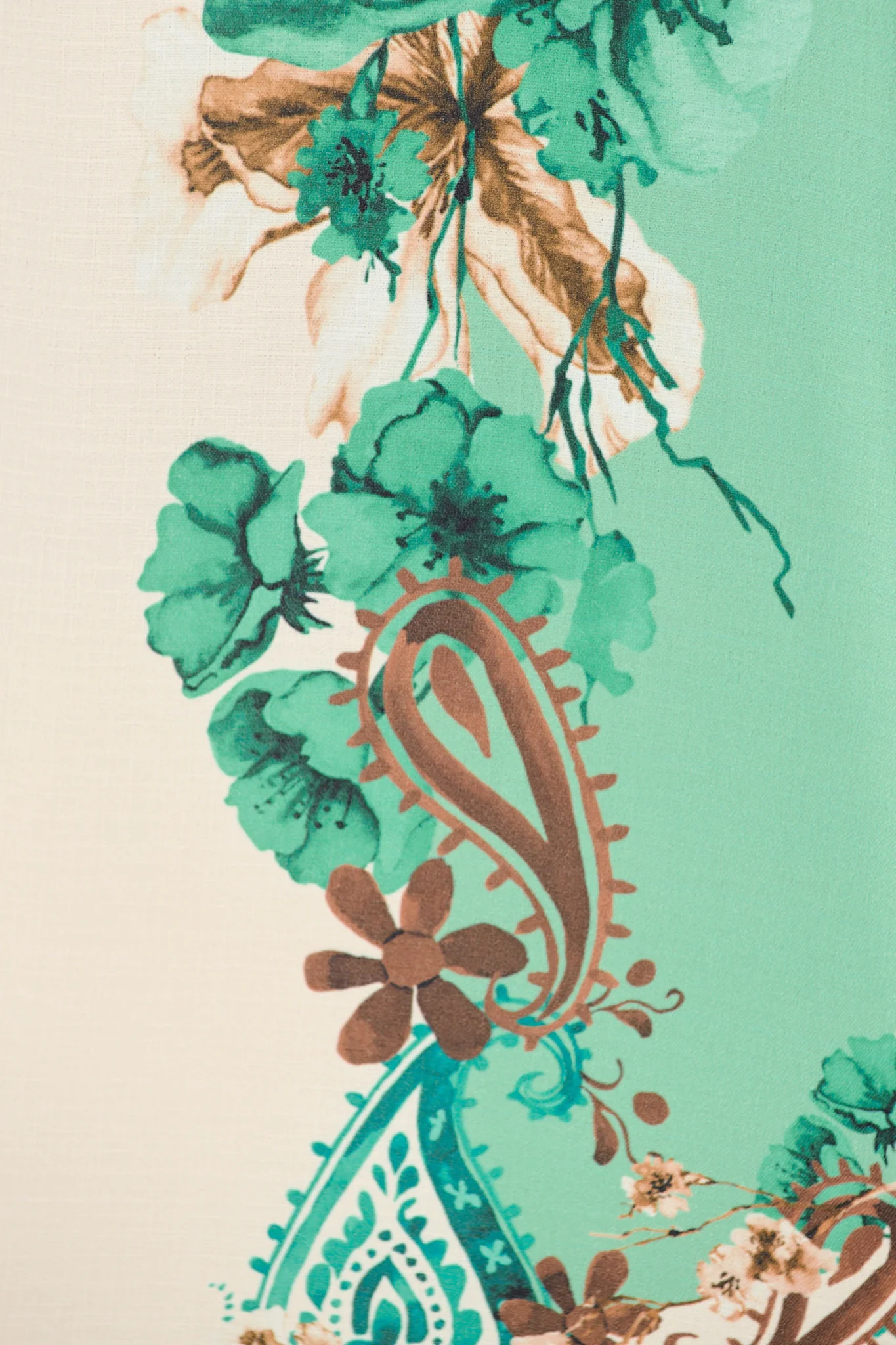 Willow Bloom Top in Cream with Jade Print Linen Blend - Image 9