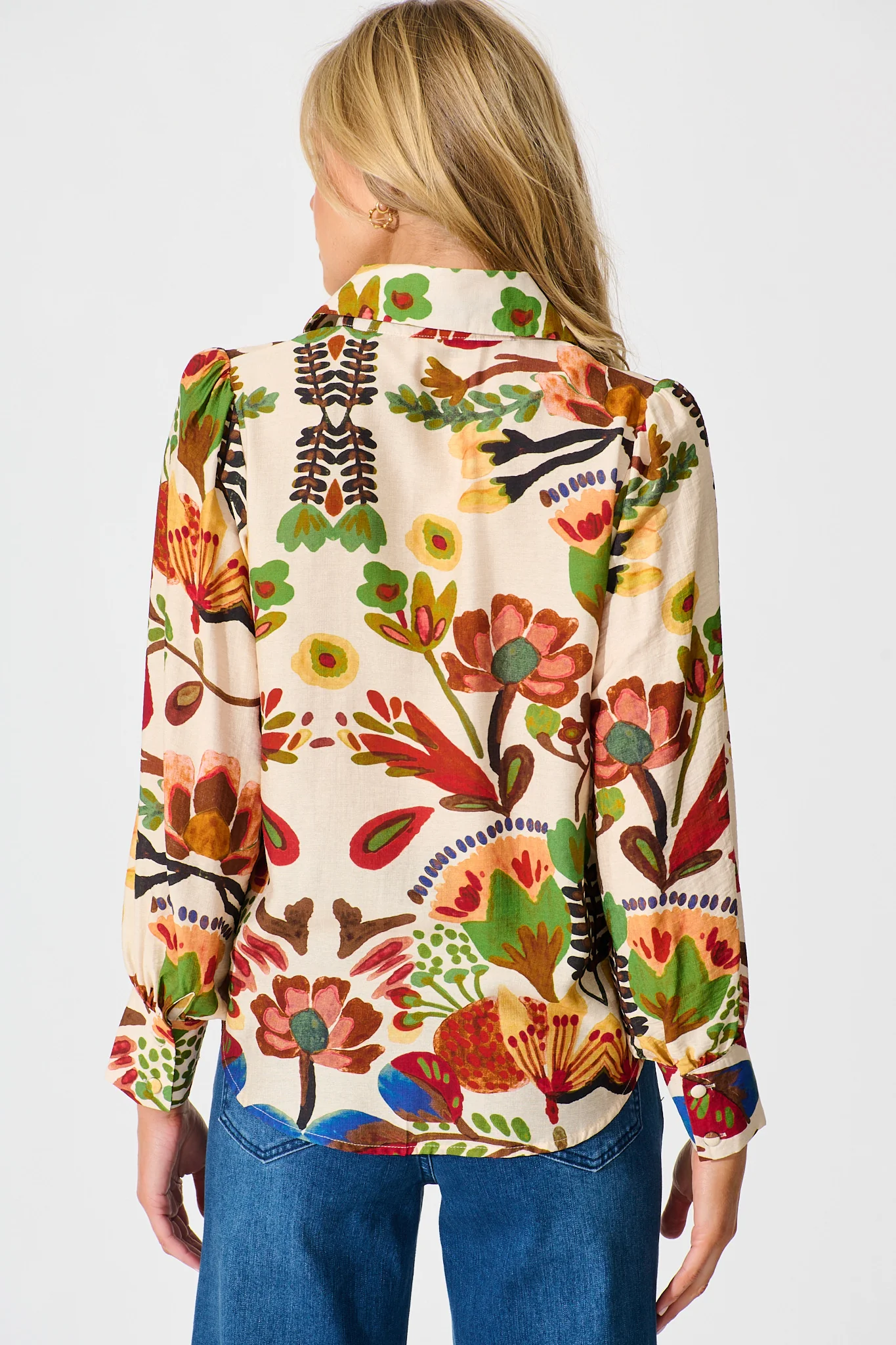Willow Breeze Shirt in Cream with Multi Floral Print - Image 3