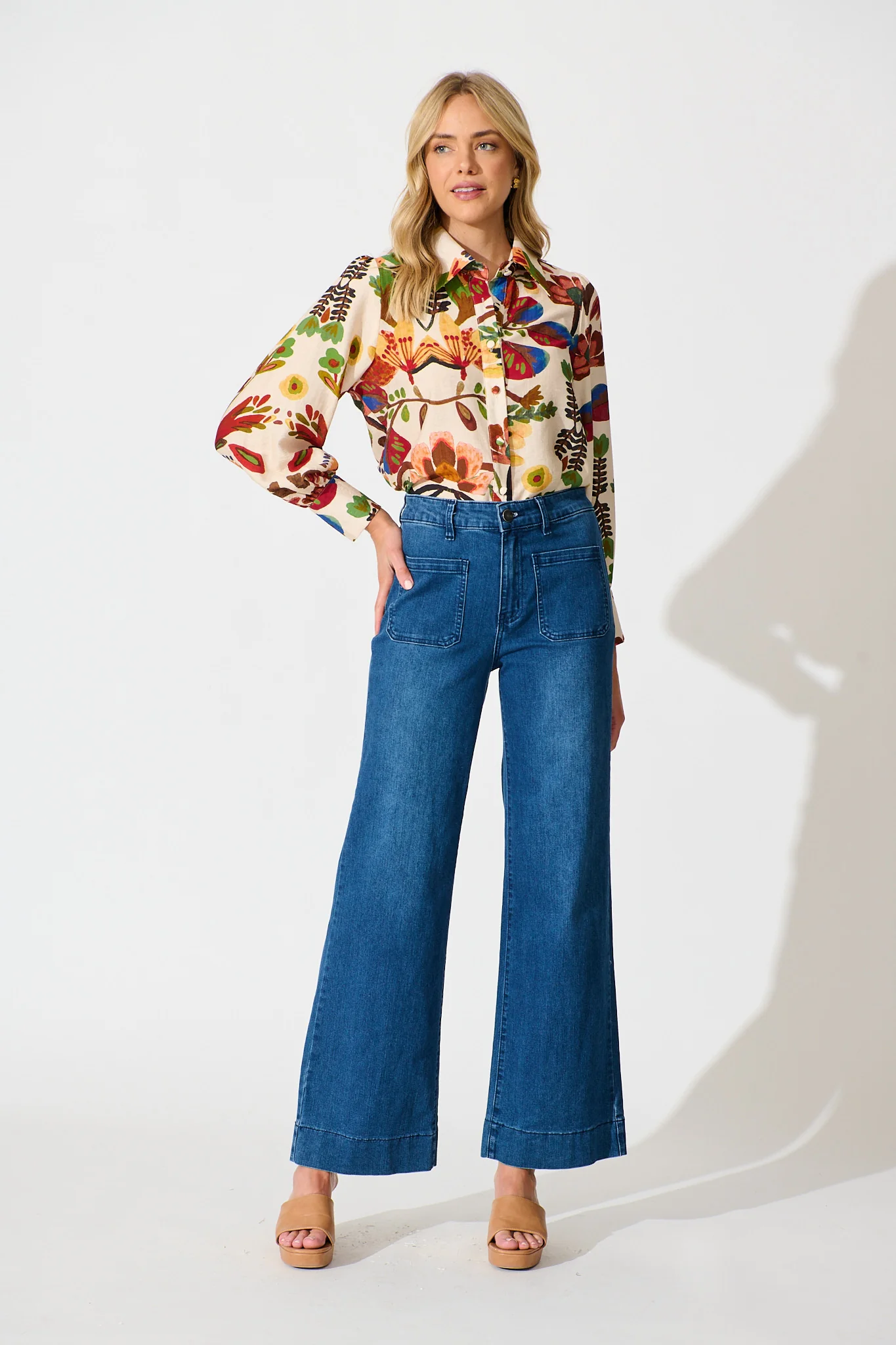 Willow Breeze Shirt in Cream with Multi Floral Print - Image 4