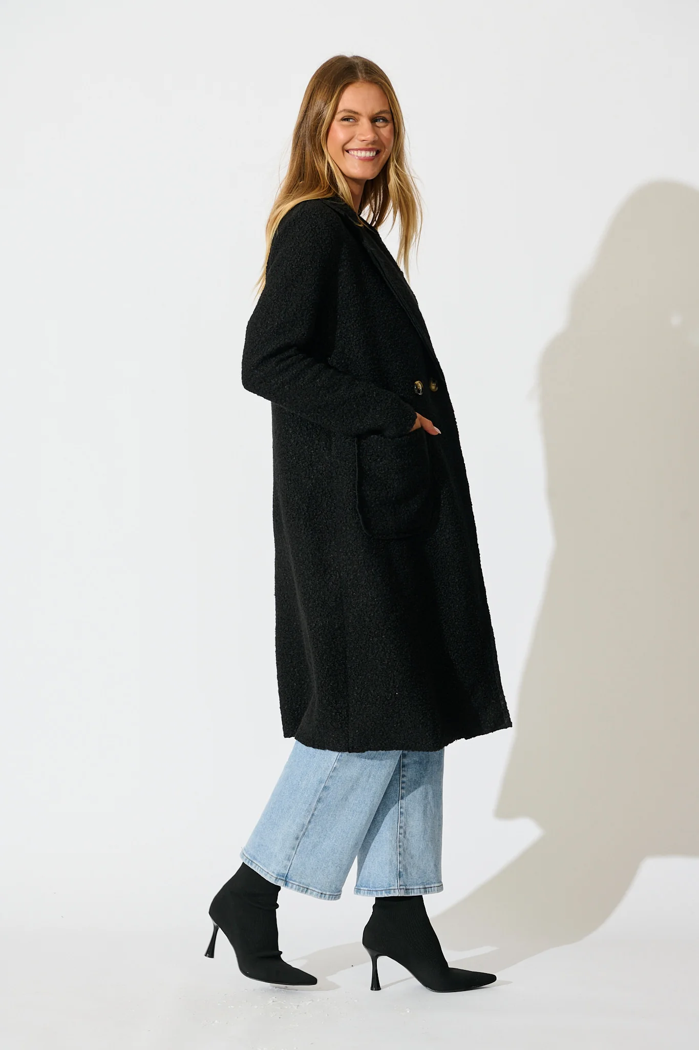 Wilma Coat in Black Boucle - Image 4