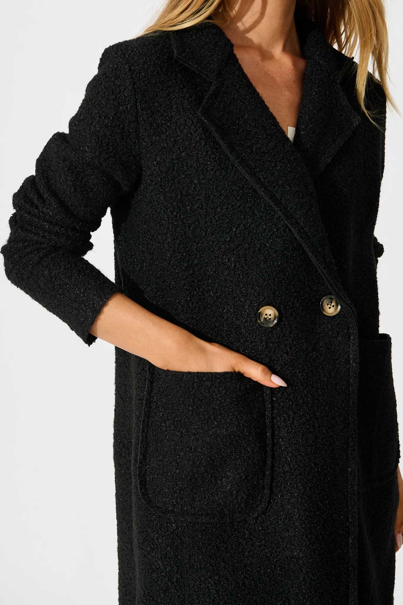 Wilma Coat in Black Boucle - Image 6