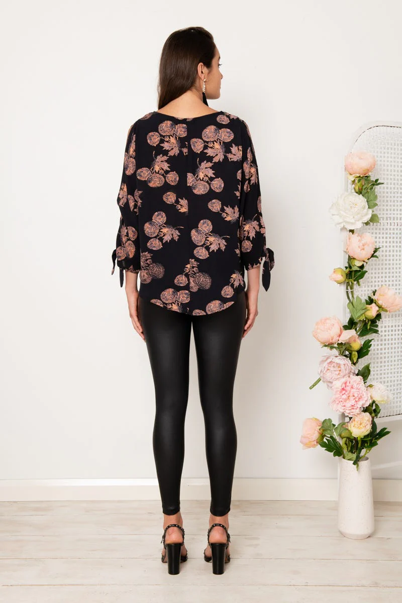 Windbreaker Top in Charcoal with Apricot Floral - Image 5