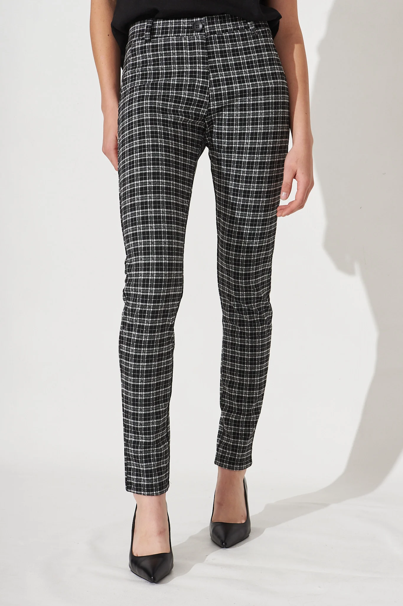 Workflow Skinny Pants In Black Check - Image 2
