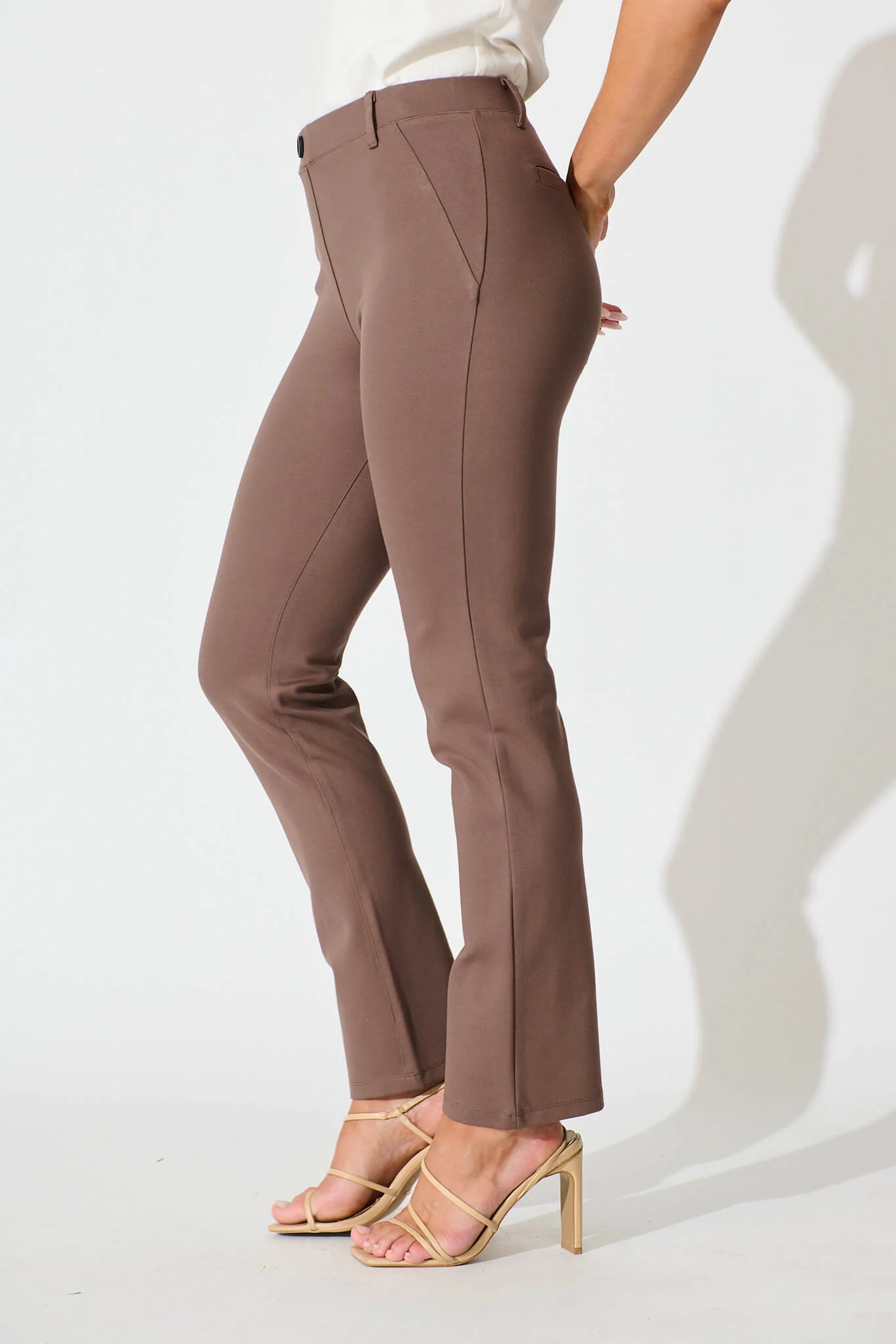 Workflow Stretch Yoga Pants in Mocha - Image 2