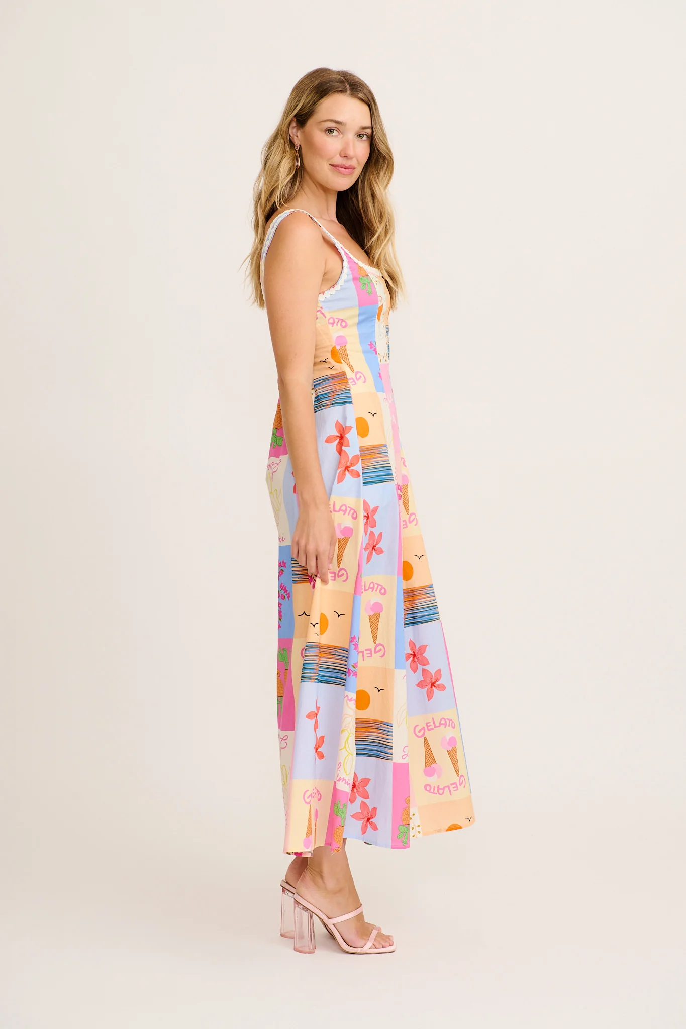 Wrenna Maxi Dress in Multi Patchwork Cotton - Image 3