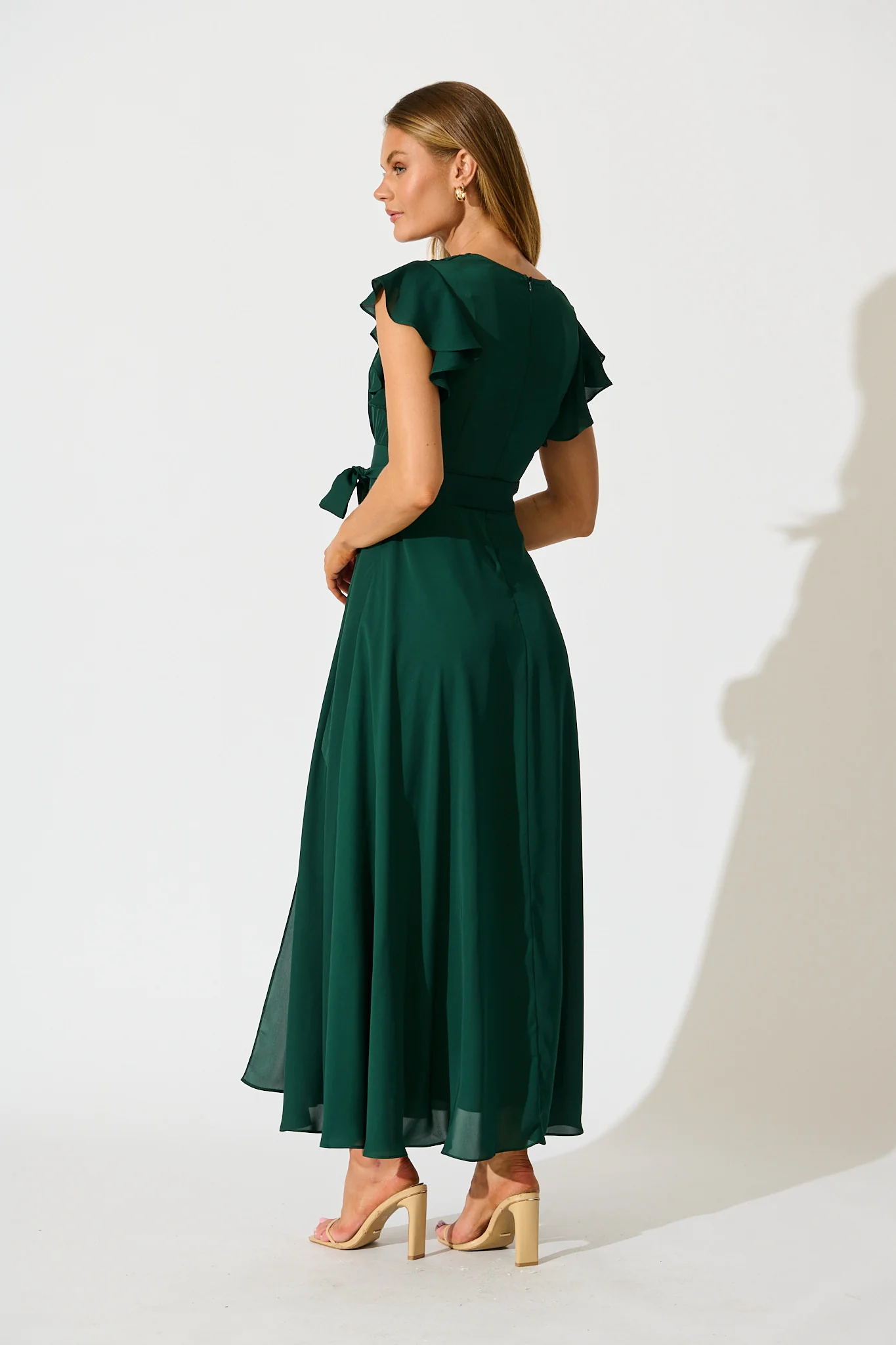 Wynter Maxi Dress in Emerald Chiffon - Image 4