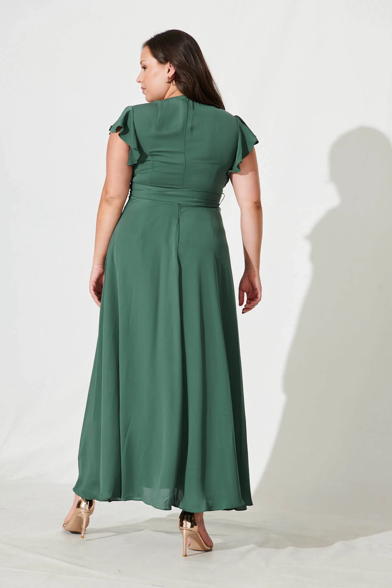 Wynter Maxi Dress in Green Chiffon - Image 8