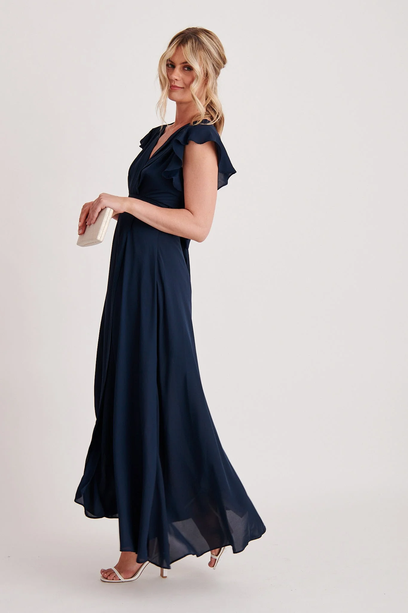 Wynter Maxi Dress in Navy Chiffon - Image 4