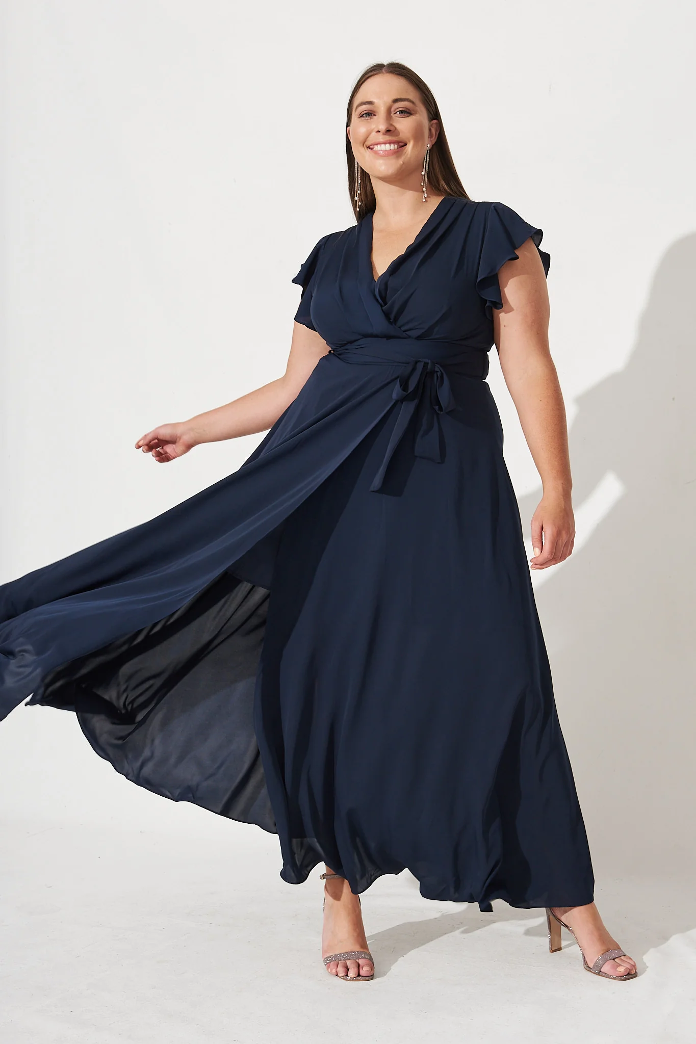 Wynter Maxi Dress in Navy Chiffon - Image 7