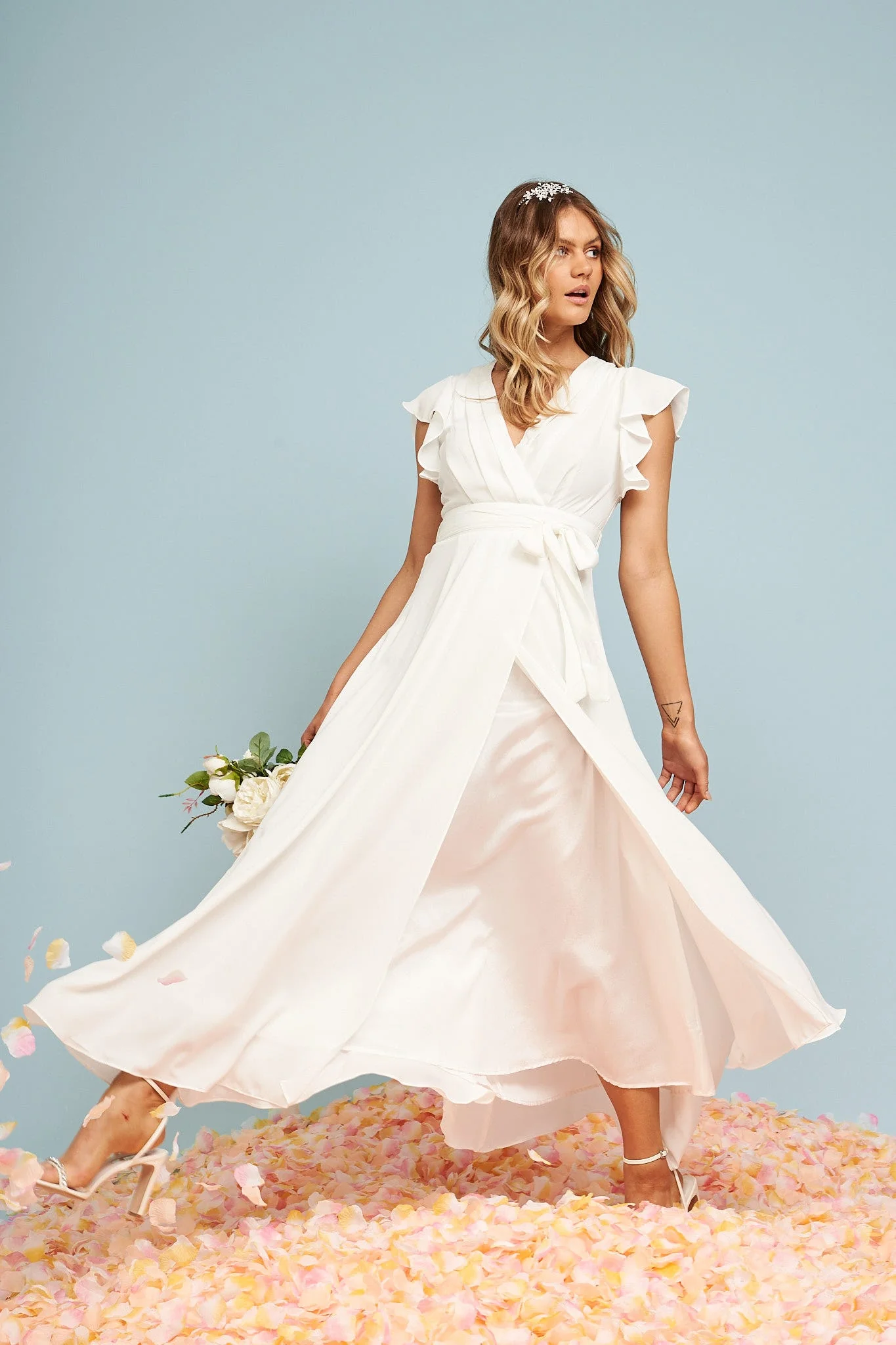 Wynter Maxi Dress in White Chiffon - Image 9