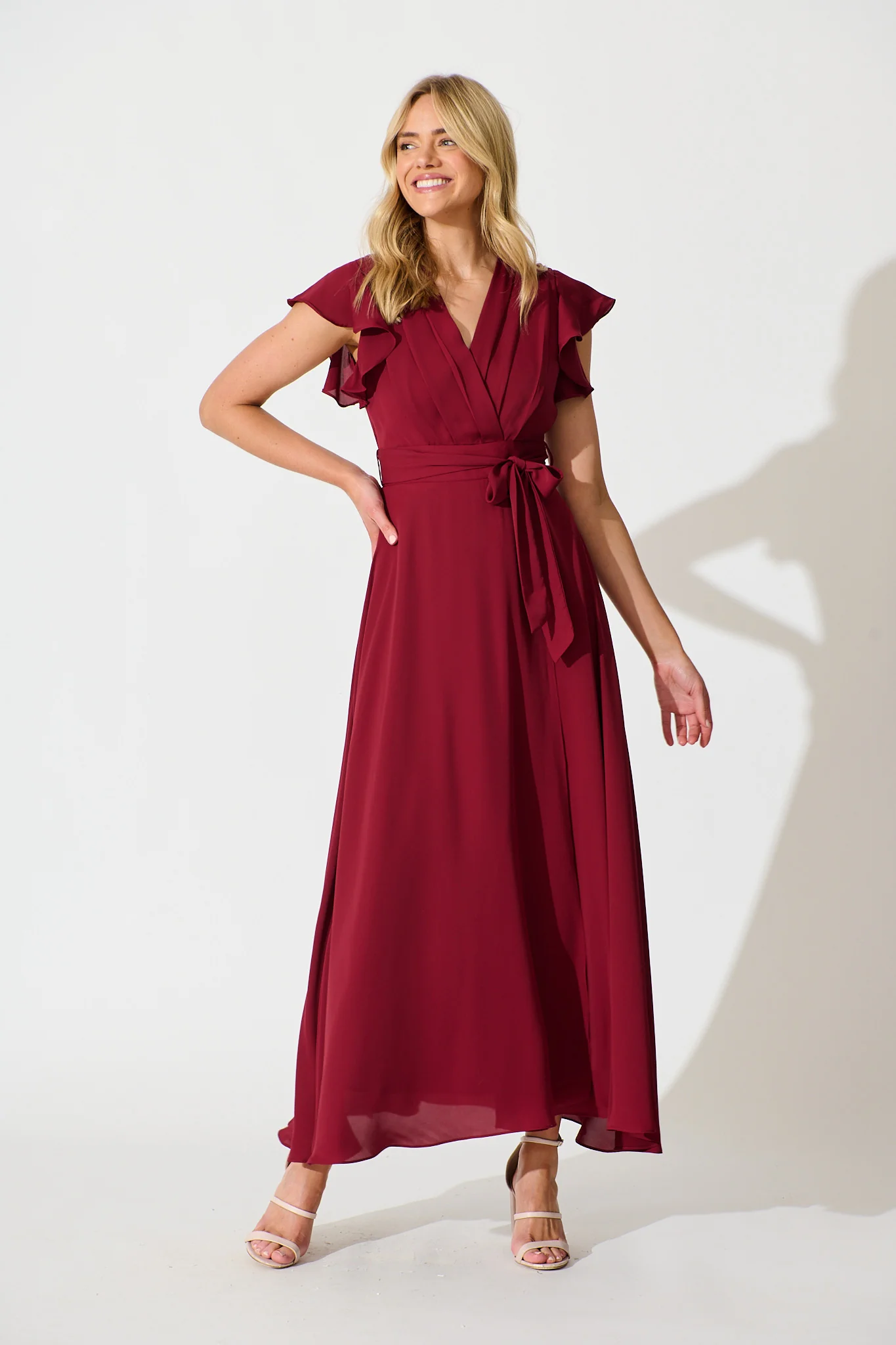 Wynter Maxi Dress in Wine Chiffon