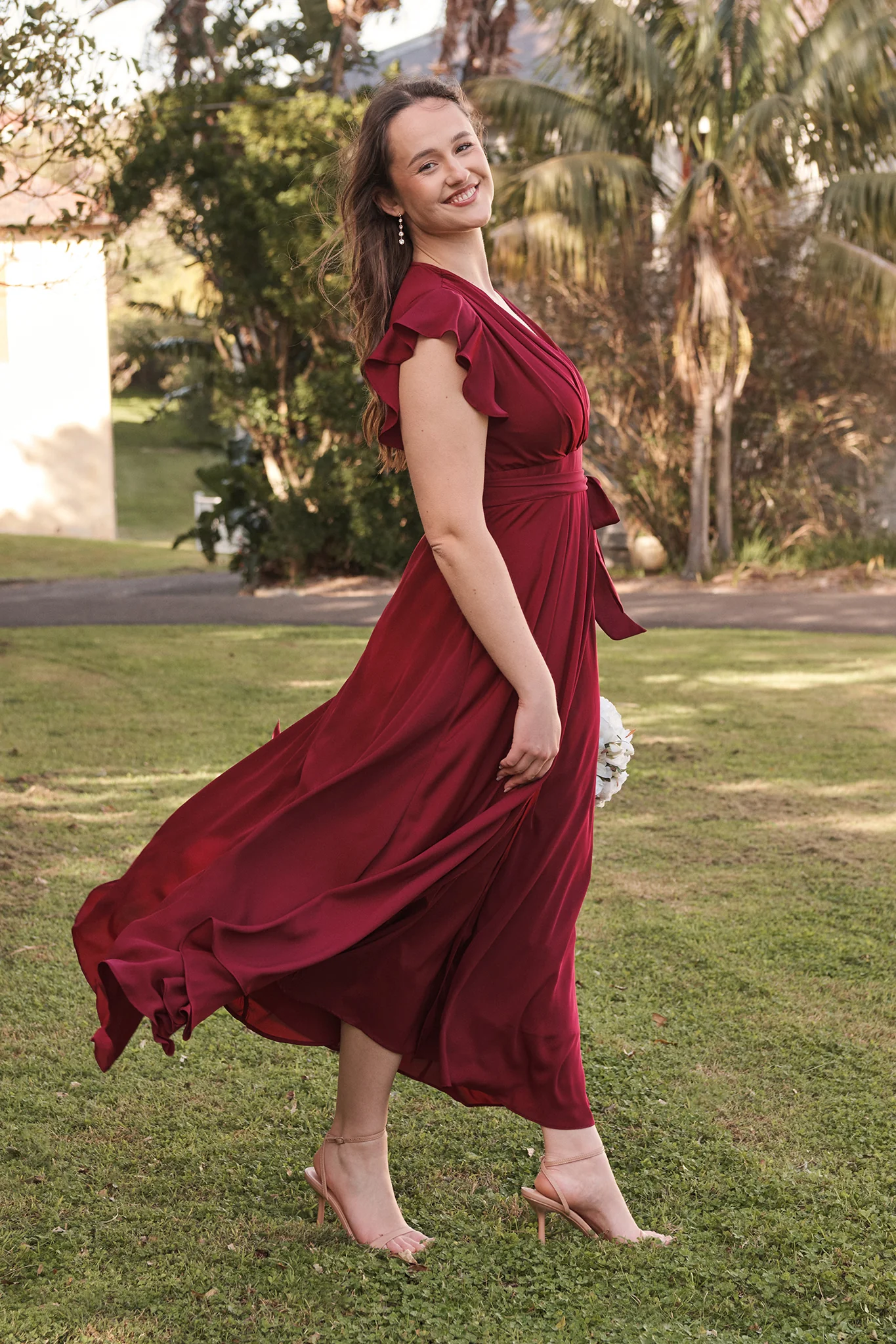 Wynter Maxi Dress in Wine Chiffon - Image 2