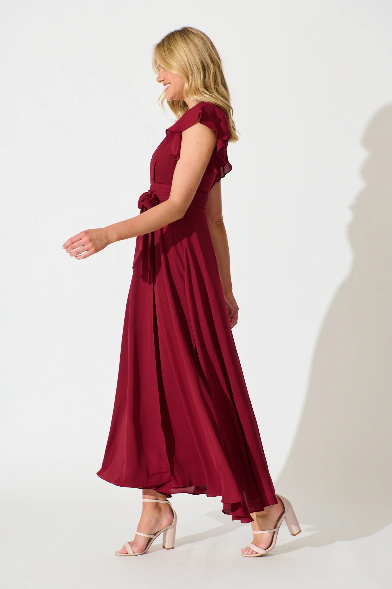 Wynter Maxi Dress in Wine Chiffon - Image 8