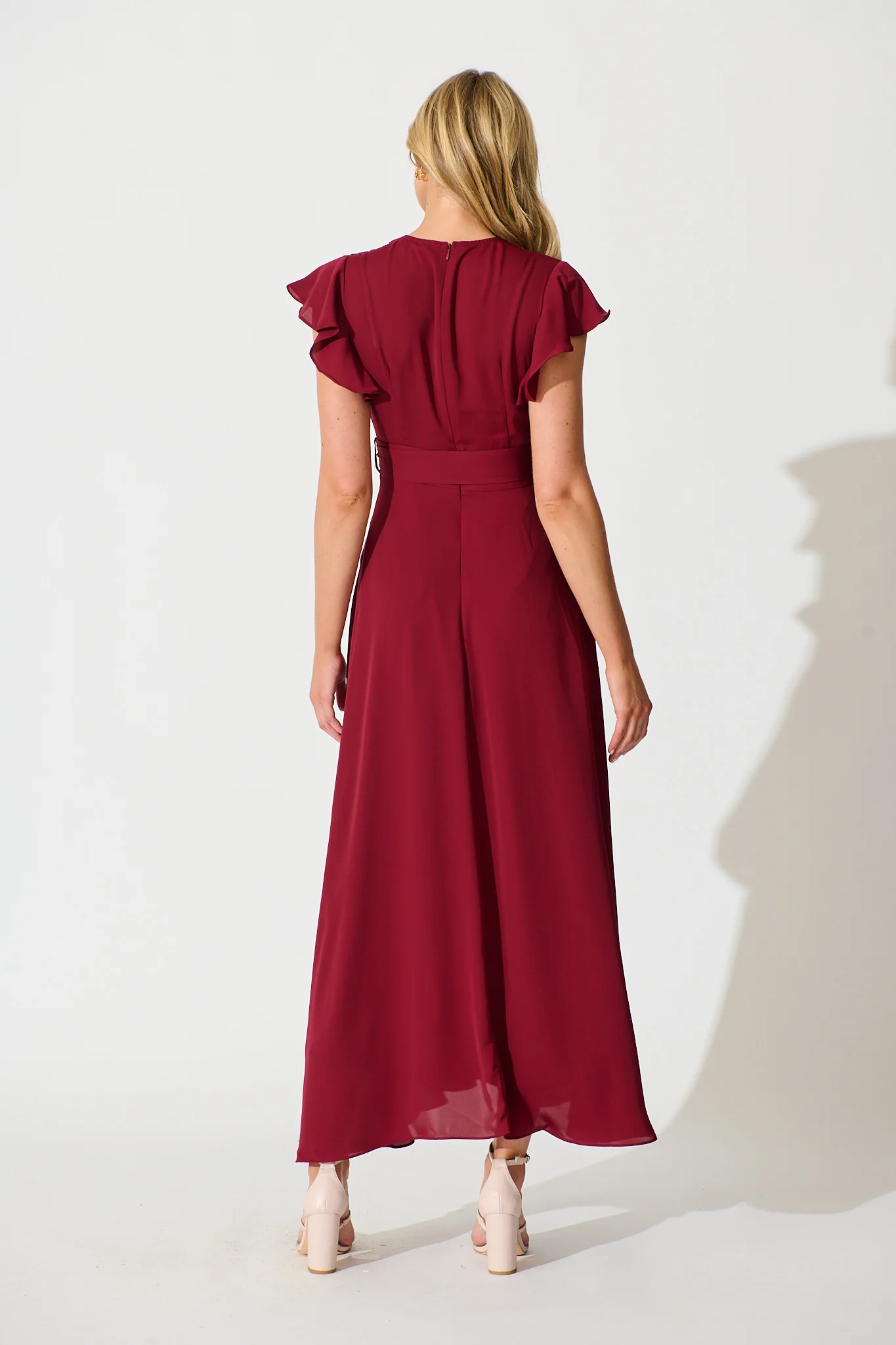 Wynter Maxi Dress in Wine Chiffon - Image 9