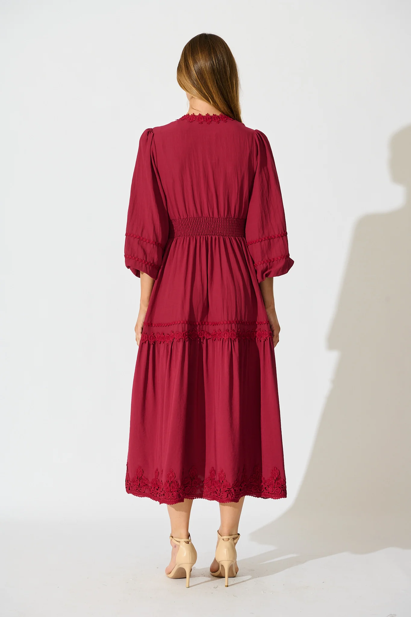 Yasmina Midi Dress in Wine - Image 4