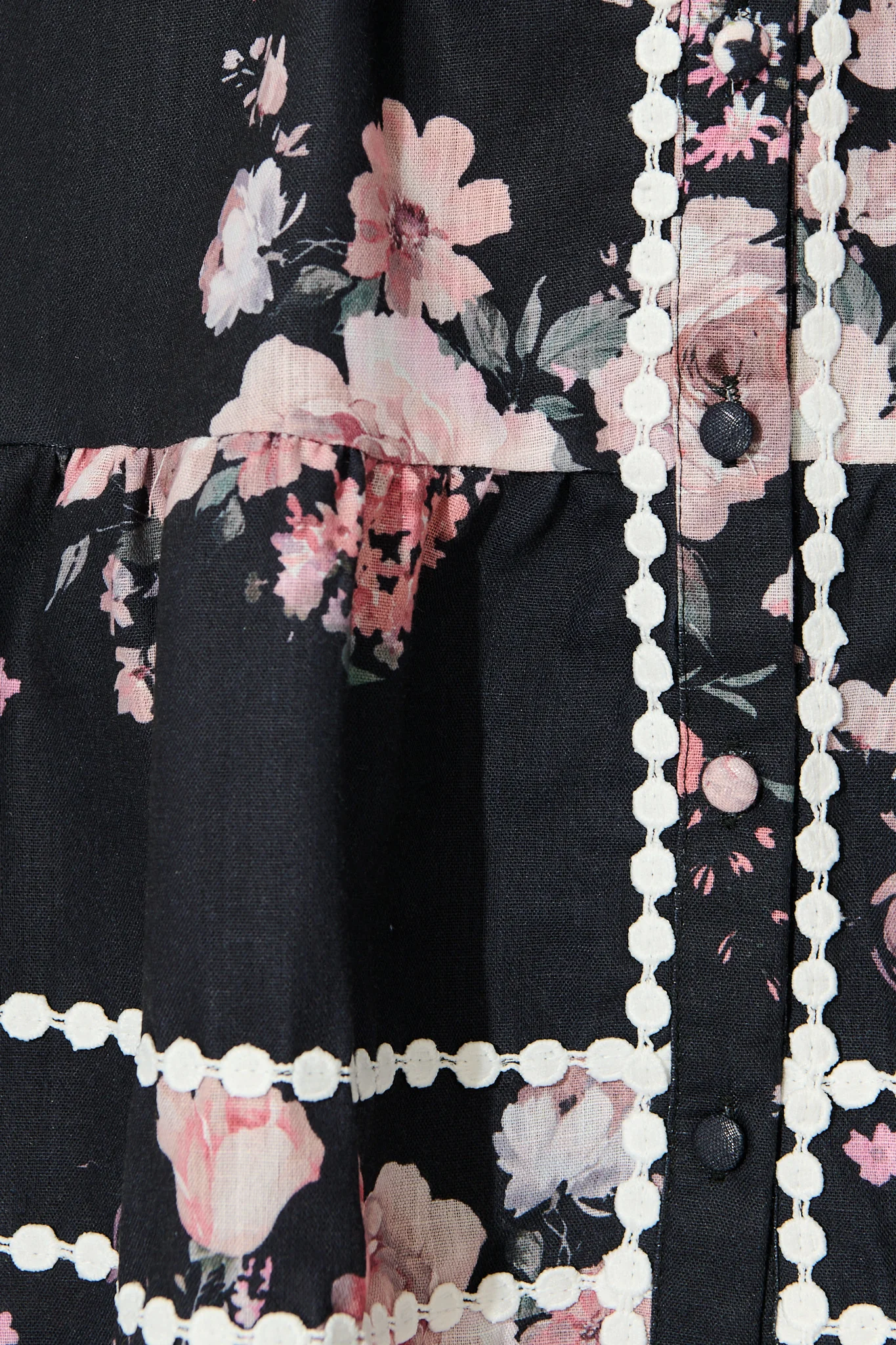 Zami Shirt Dress in Black with Blush Floral Linen Blend - Image 5