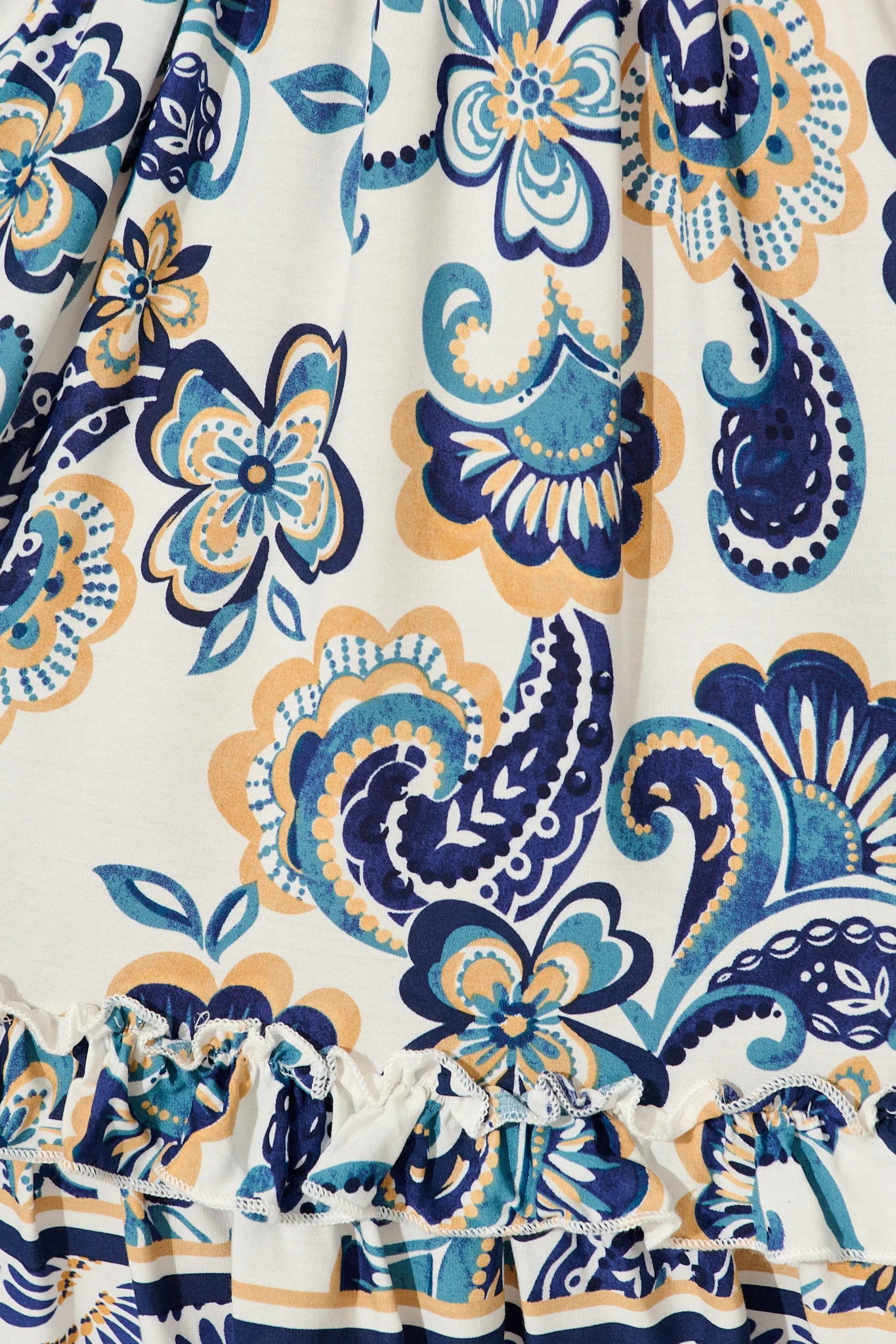 Zanayah Dress in White with Blue Boho Print - Image 6