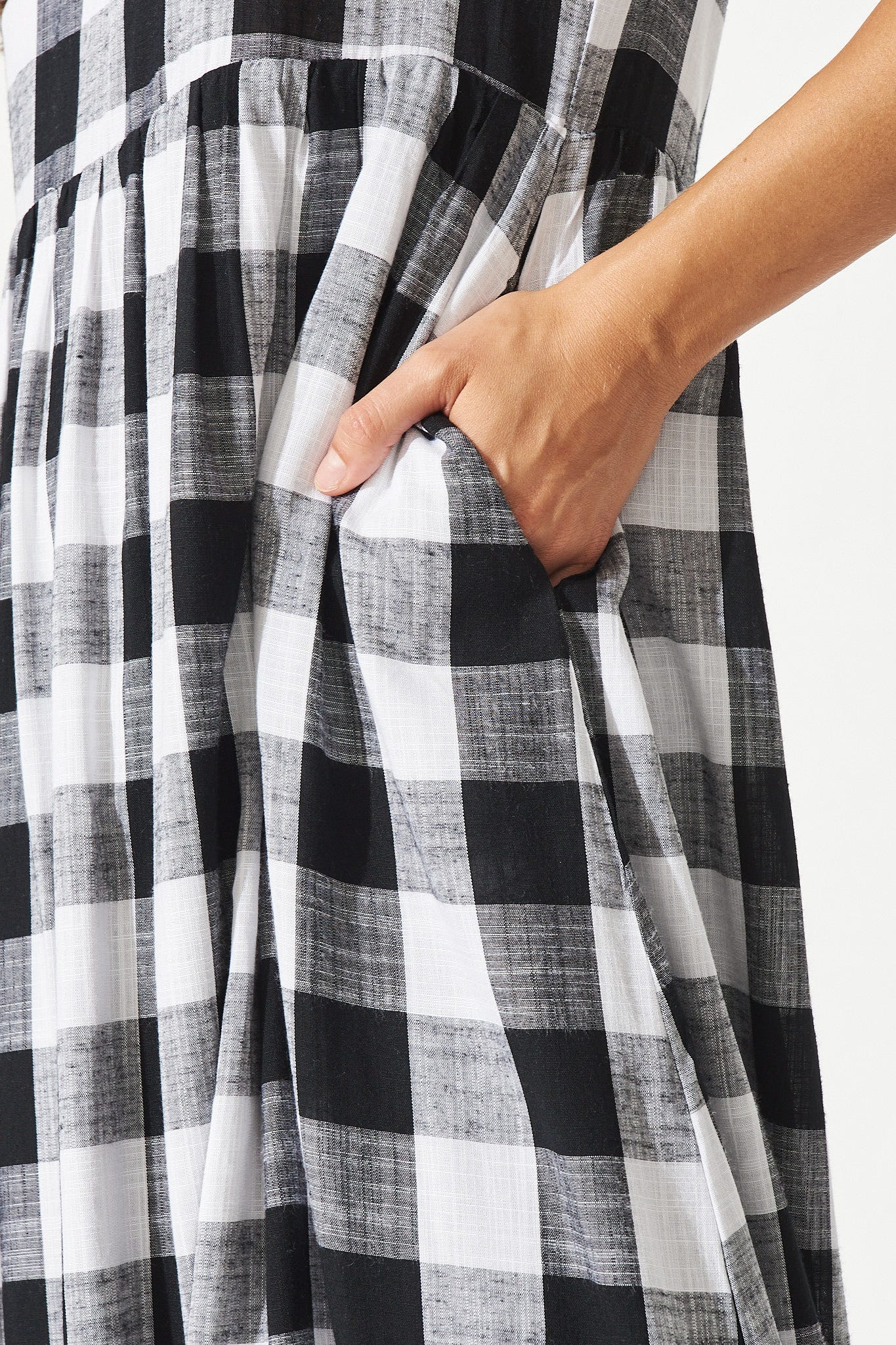 Zara Midi Smock Dress In Black With White Gingham - Image 5