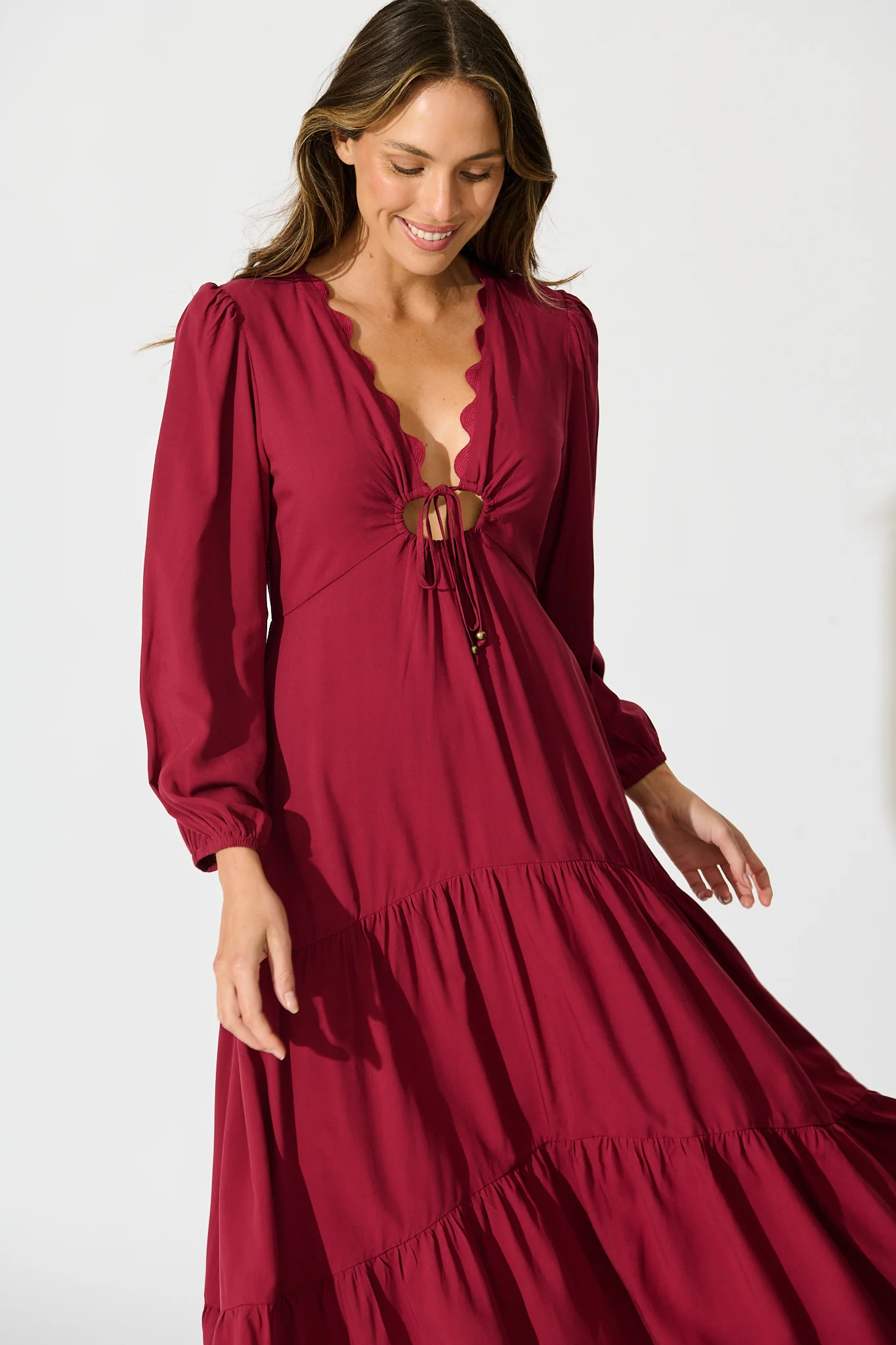 Zena Midi Dress in Wine - Image 6