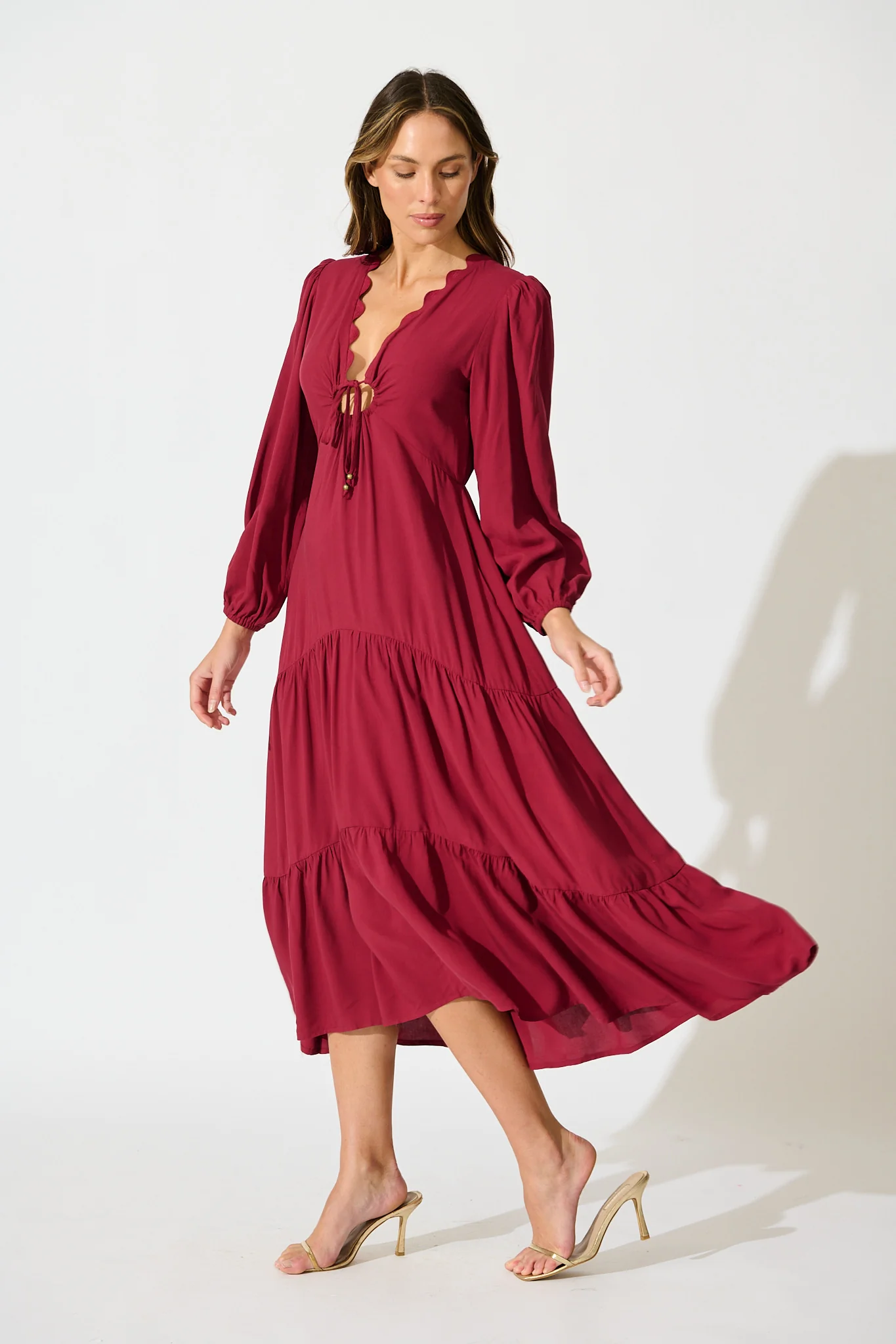 Zena Midi Dress in Wine - Image 7