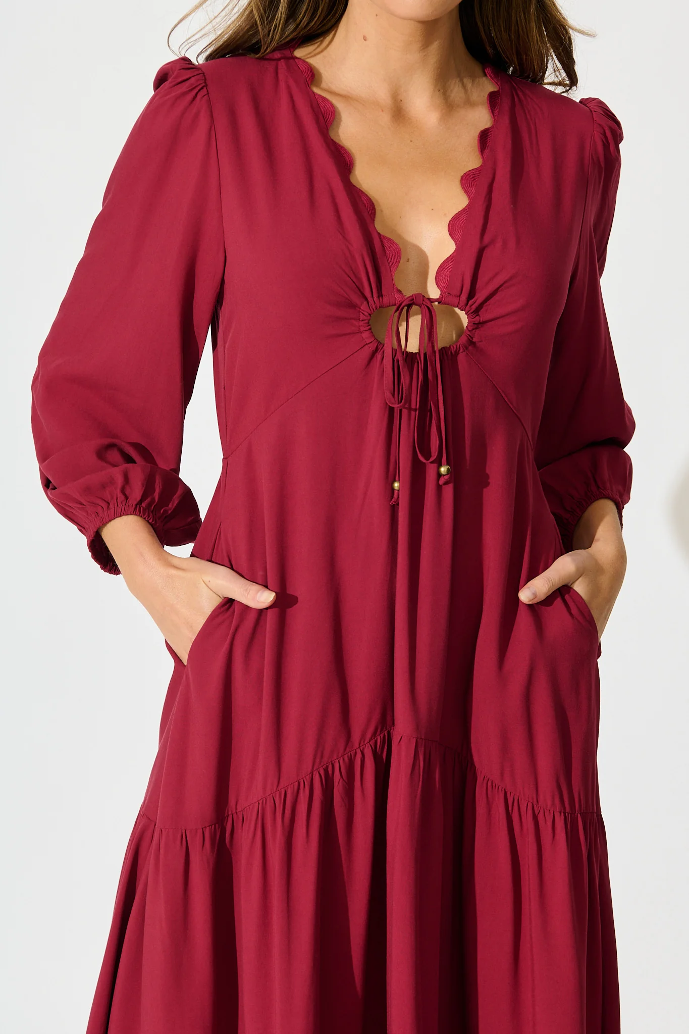 Zena Midi Dress in Wine - Image 9
