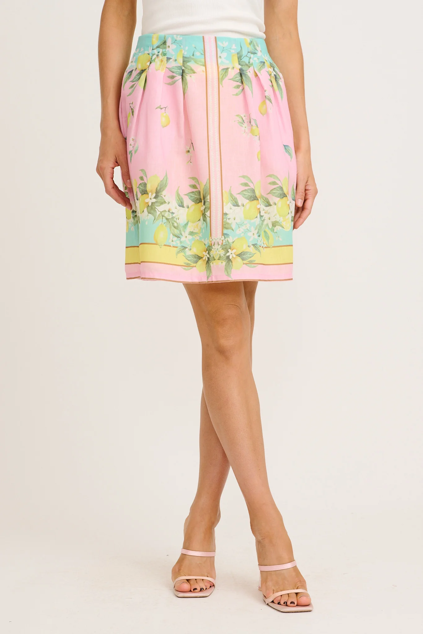 Zestia Skirt in Pink with Lemon Linen Blend - Image 3
