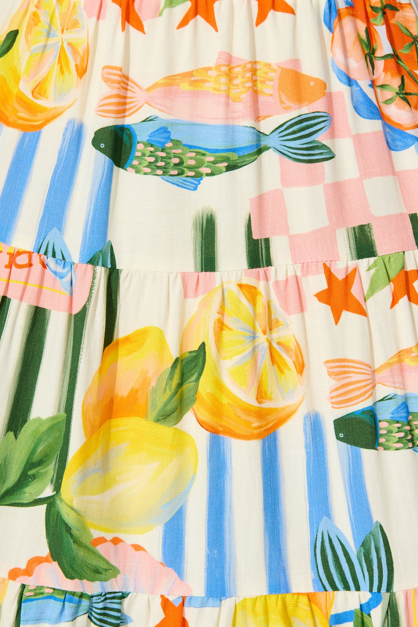 Zia Sundress in Cream with Multi Fruit Print - Image 6