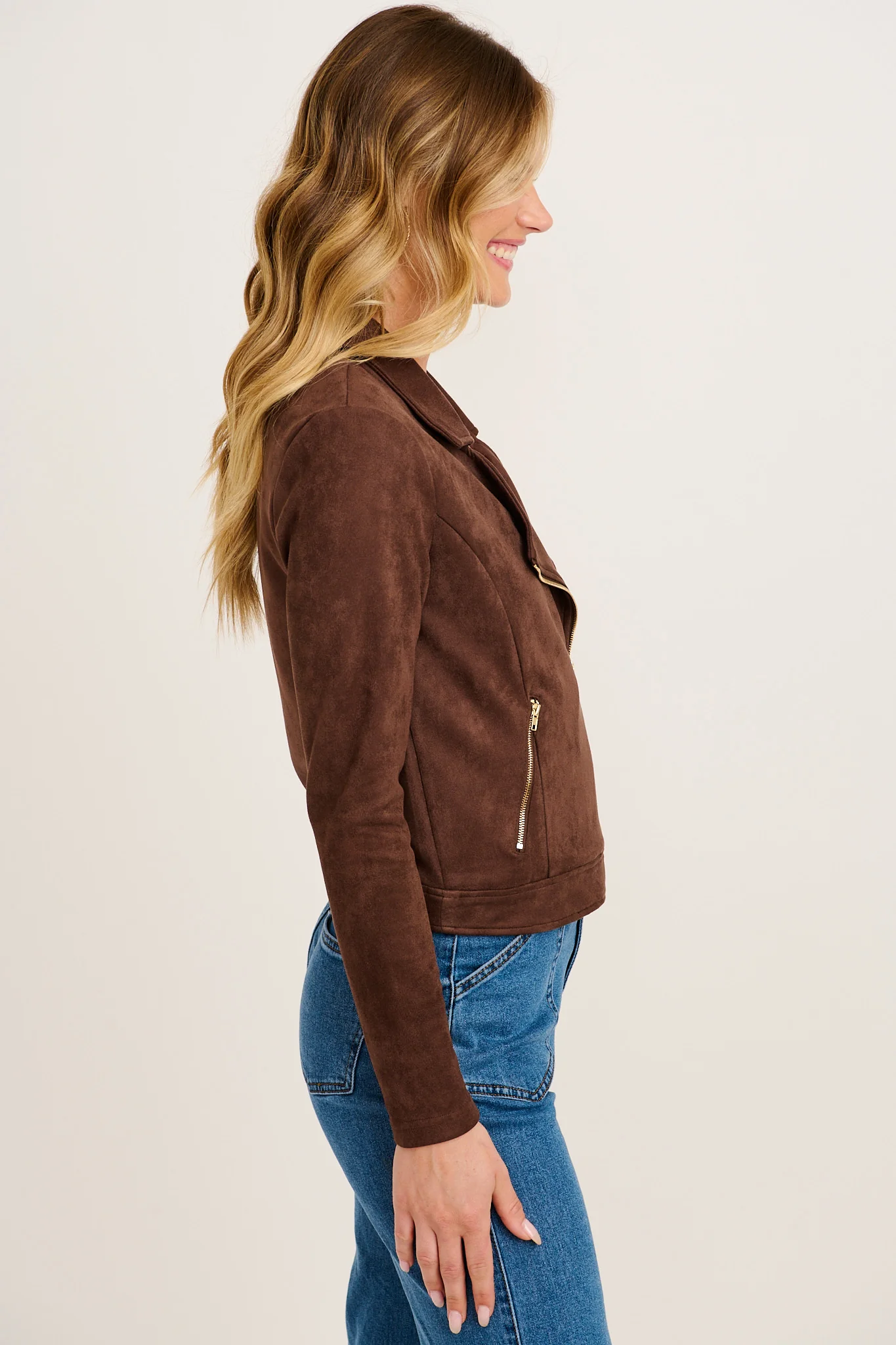 Zodiac Jacket in Chocolate Suedette - Image 2