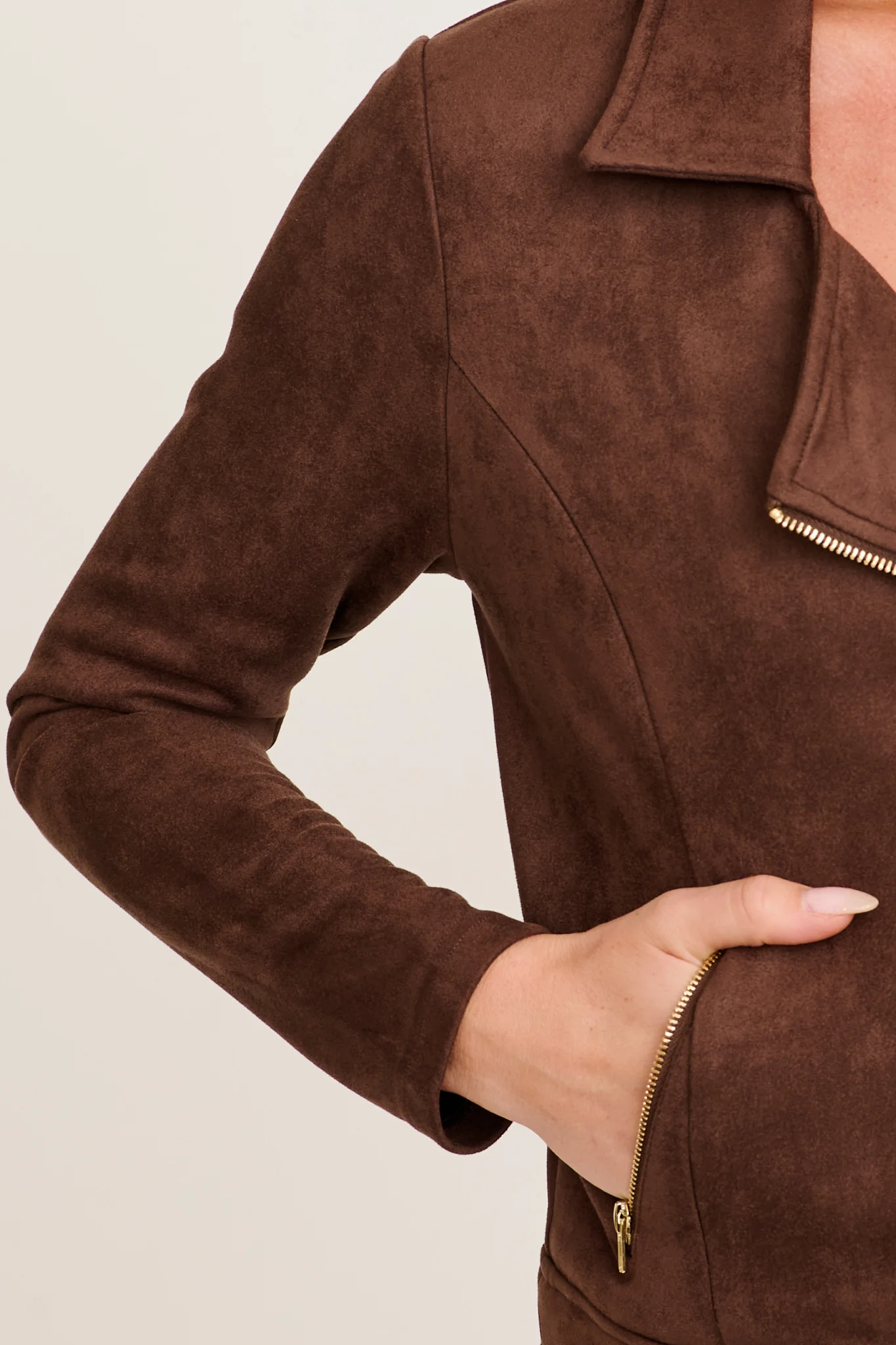 Zodiac Jacket in Chocolate Suedette - Image 5