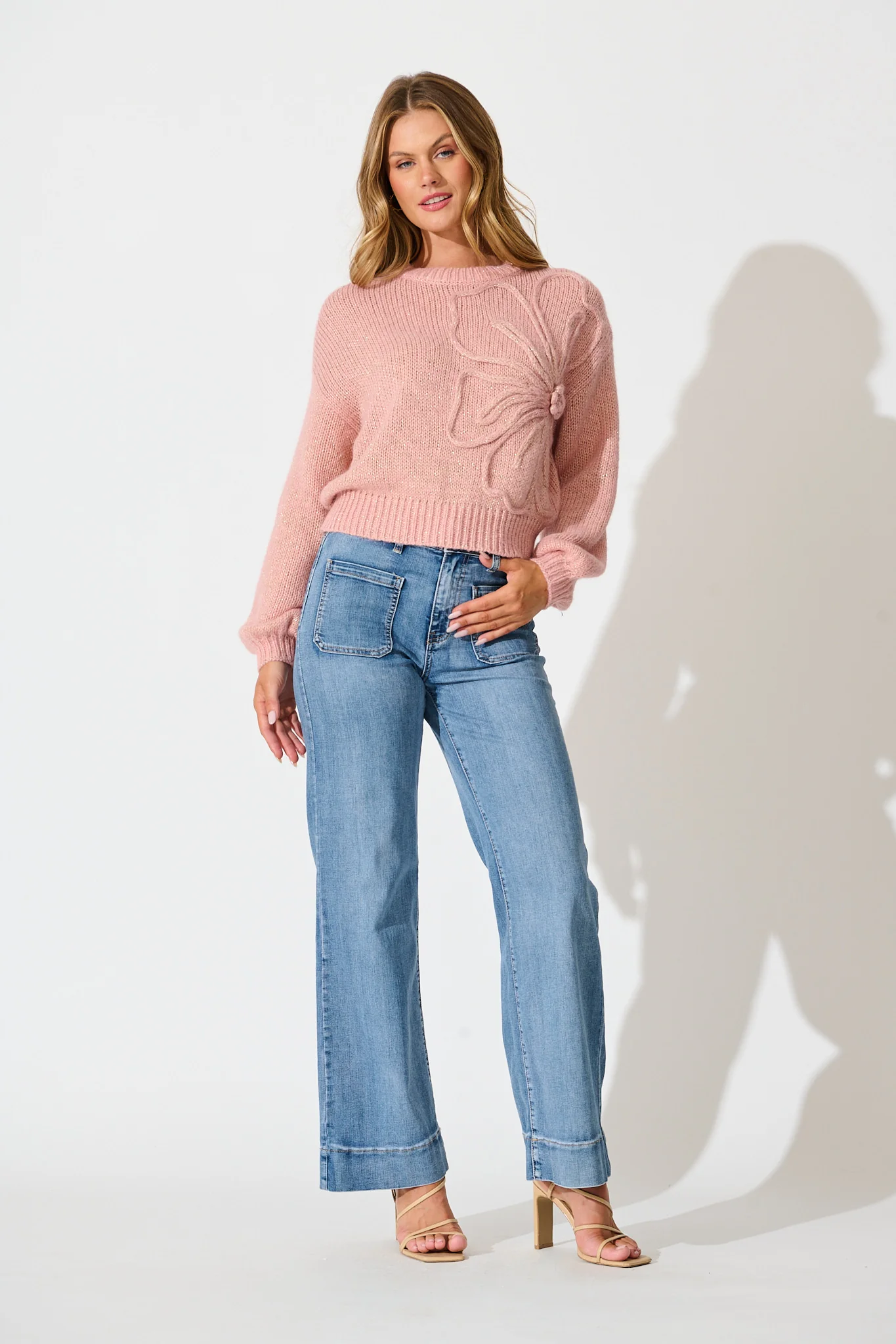 Zoe Knit in Dusty Pink Lurex Wool Blend - Image 7