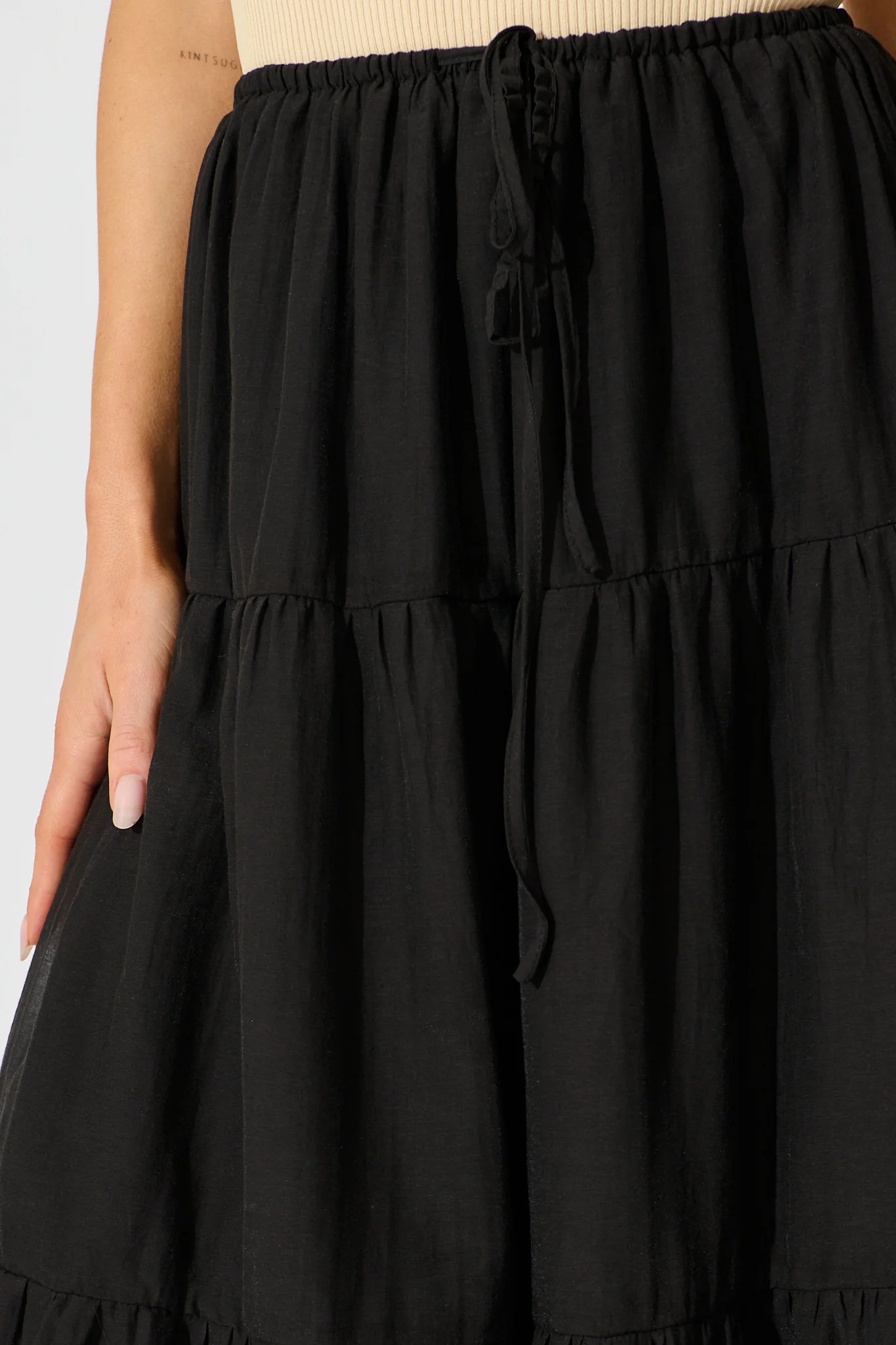 Zoella Maxi Skirt in Black Cotton Blend - Image 5