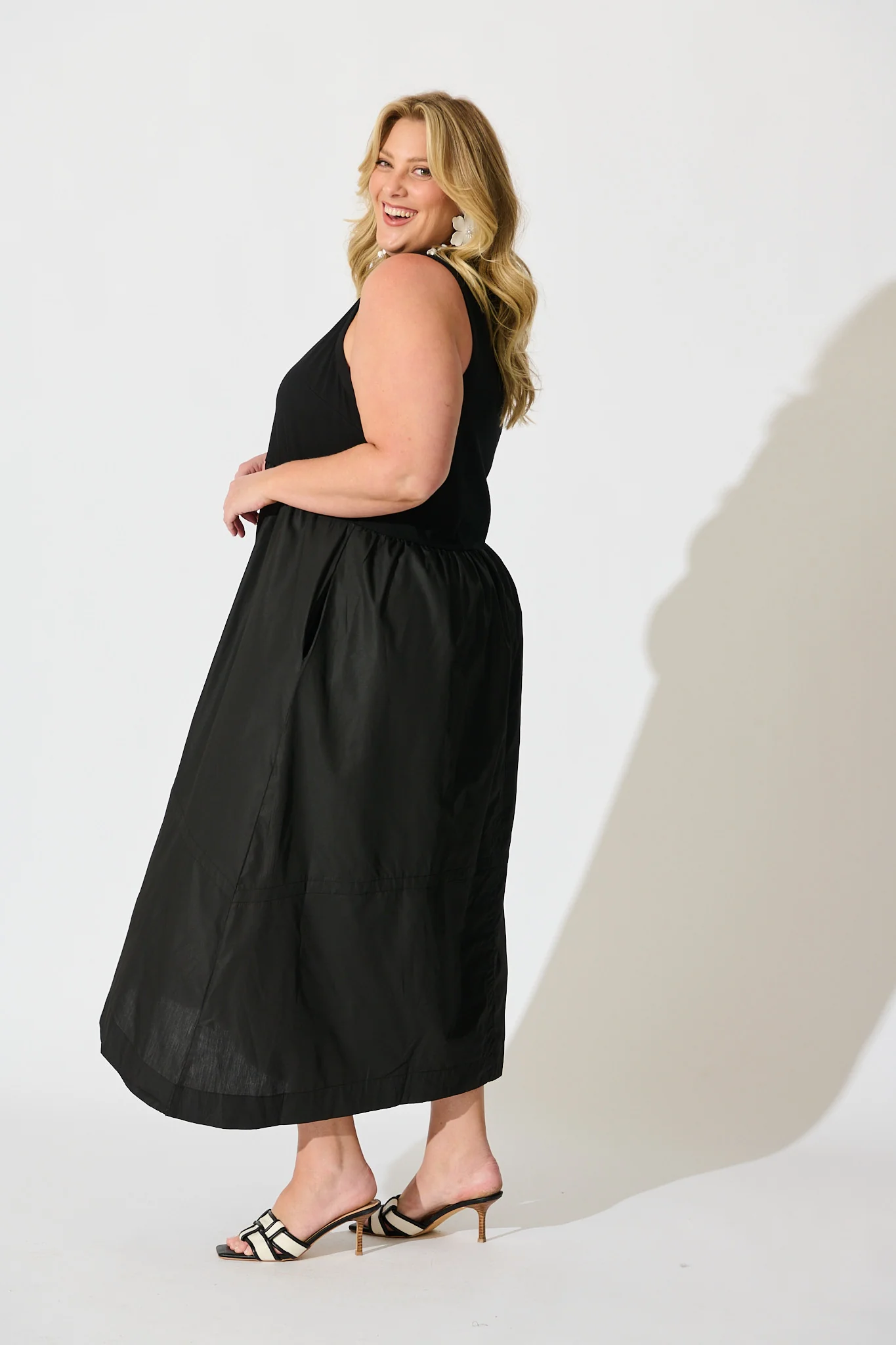 Zoria Maxi Dress in Black Cotton Blend - Image 8